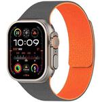 For Apple Watch 42 / 44 / 45 / 46 / 49mm xDfind Flat Head Litchi Texture Magnetic Silicone Watch Band(Grey Orange)