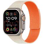 For Apple Watch 42 / 44 / 45 / 46 / 49mm xDfind Flat Head Litchi Texture Magnetic Silicone Watch Band(Starlight Orange)