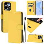 For OPPO Reno14 F 5G Skin Feel Solid Color Leather Phone Case with Lanyard(Lemon Yellow)