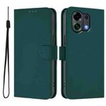 For OPPO K13 Turbo 5G Skin Feel Solid Color Leather Phone Case with Lanyard(Dark Green)