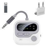 JS4 2 in 1 Car Digital Display Wireless Audio Adapter 3.5mm Audio Receiver Transmitter(White)