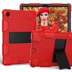 For Samsung Galaxy Tab A7 (2020) T500/T505 Shockproof Two-Color Silicone Protective Case with Holder(Red + Black)