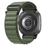 For Samsung Galaxy Watch Ultra 47mm xDfind Black Buckle Loop Nylon Watch Band(Army Green)