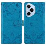 For Honor 400 Pro Global 160.8mm Embossed Floral Pattern Leather Phone Case(Blue)