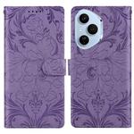 For Honor 400 Pro Global 160.8mm Embossed Floral Pattern Leather Phone Case(Purple)