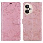 For Honor 400 Global 156.5mm Embossed Floral Pattern Leather Phone Case(Pink)