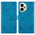 For Honor 400 Global 156.5mm Embossed Floral Pattern Leather Phone Case(Blue)