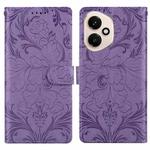 For Honor 400 Global 156.5mm Embossed Floral Pattern Leather Phone Case(Purple)