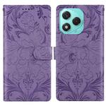 For Honor 400 Lite Global Embossed Floral Pattern Leather Phone Case(Purple)