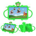 For Samsung Galaxy Tab A7 (2020) T500/T505 Cartoon Monkey Kids Tablet Shockproof EVA Protective Case with Holder & Shoulder Strap & Handle(Green)