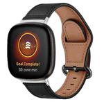 For Fitbit Versa 3 / 4 / Sense 2 Classic Buckle Genuine Leather Watch Band(Black)
