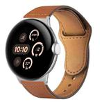 For Google Pixel Watch 3 45mm Reverse Buckle Genuine Leather Watch Band(Brown)