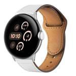 For Google Pixel Watch 3 45mm Reverse Buckle Genuine Leather Watch Band(White)