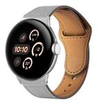 For Google Pixel Watch 3 45mm Reverse Buckle Genuine Leather Watch Band(Light Grey)