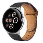 For Google Pixel Watch 1 / 2 / 3 41mm Reverse Buckle Genuine Leather Watch Band(Black)