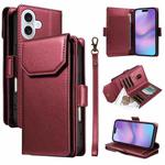 For iPhone 17 Multi Card Wallet Leather Phone Case with Strap(Red)