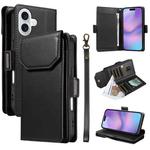 For iPhone 17 Multi Card Wallet Leather Phone Case with Strap(Black)