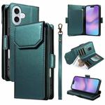 For iPhone 17 Multi Card Wallet Leather Phone Case with Strap(Green)