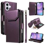 For iPhone 17 Multi Card Wallet Leather Phone Case with Strap(Purple)
