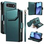 For iPhone 17 Air Multi Card Wallet Leather Phone Case with Strap(Green)