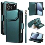 For iPhone 17 Pro Multi Card Wallet Leather Phone Case with Strap(Green)