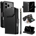 For iPhone 17 Pro Max Multi Card Wallet Leather Phone Case with Strap(Black)