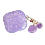 For AirPods 4 Shell Texture Pearl Hanging Buckle Earphone Case(Light Purple)