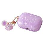 For AirPods Pro 2  Shell Texture Pearl Hanging Buckle Earphone Case(Light Purple)