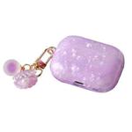 For AirPods Pro Shell Texture Pearl Hanging Buckle Earphone Case(Light Purple)