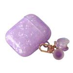 For AirPods 1 / 2 Shell Texture Pearl Hanging Buckle Earphone Case(Light Purple)