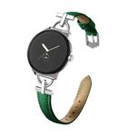 For Google Pixel Watch 3 45mm D-shaped Metal Small Waist Leather Watch Band(Green)