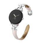 For Google Pixel Watch 3 45mm D-shaped Metal Small Waist Leather Watch Band(Light Pink)