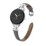 For Google Pixel Watch 1 / 2 / 3 41mm D-shaped Metal Small Waist Leather Watch Band(Grey)