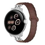 For Google Pixel Watch 3 45mm D-shaped Tri-beads Magnetic Silicone Watch Band(Chocolate Color)