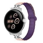 For Google Pixel Watch 1 / 2 / 3 41mm D-shaped Tri-beads Magnetic Silicone Watch Band(Pink Sand Plums)