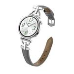 20mm Flat-Head D-shaped Metal Genuine Leather Watch Band(Grey)
