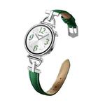 20mm Flat-Head D-shaped Metal Genuine Leather Watch Band(Green)