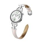 22mm Flat-Head D-shaped Metal Genuine Leather Watch Band(Light Pink)