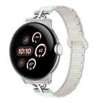 22mm D-shaped Tri-beads Magnetic Silicone Watch Band(Light Mint Starlight)