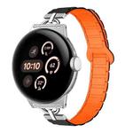 22mm D-shaped Tri-beads Magnetic Silicone Watch Band(Black Orange)