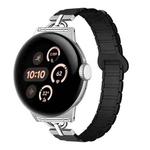 22mm D-shaped Tri-beads Magnetic Silicone Watch Band(Black)