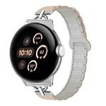 22mm D-shaped Tri-beads Magnetic Silicone Watch Band(Milk Tea Rock White)
