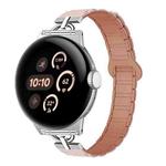 22mm D-shaped Tri-beads Magnetic Silicone Watch Band(Pink Rose Gray)