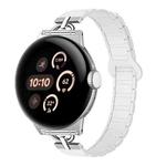 22mm D-shaped Tri-beads Magnetic Silicone Watch Band(Ceramic White)