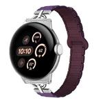 22mm D-shaped Tri-beads Magnetic Silicone Watch Band(Plum Berry Purple)