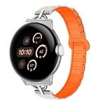 22mm D-shaped Tri-beads Magnetic Silicone Watch Band(Starlight Orange)