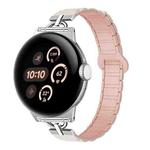 22mm D-shaped Tri-beads Magnetic Silicone Watch Band(Starlight Pink Sand)