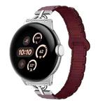 22mm D-shaped Tri-beads Magnetic Silicone Watch Band(Smoky Purple Wine Red)