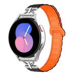 20mm D-shaped Tri-beads Magnetic Silicone Watch Band(Black Orange)