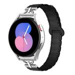 20mm D-shaped Tri-beads Magnetic Silicone Watch Band(Black)
